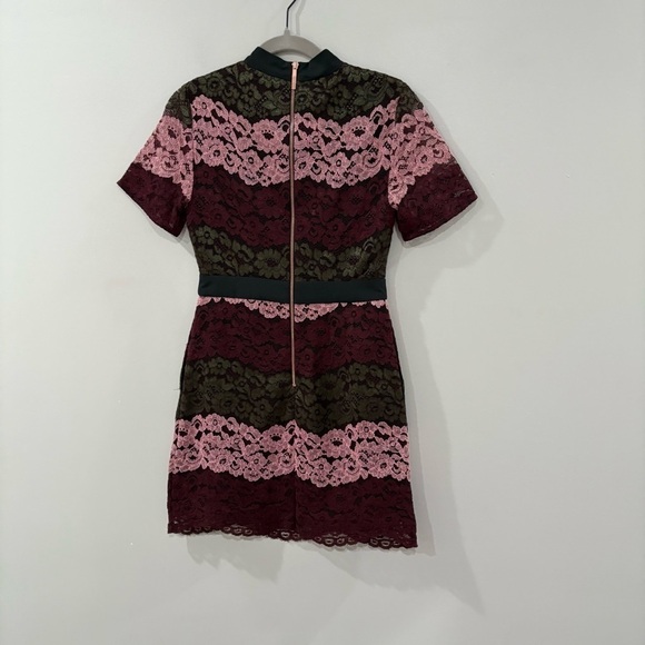 Ted Baker Dress Jaseyy Sheath Mini in Lace Panel Plum - Picture 7 of 10